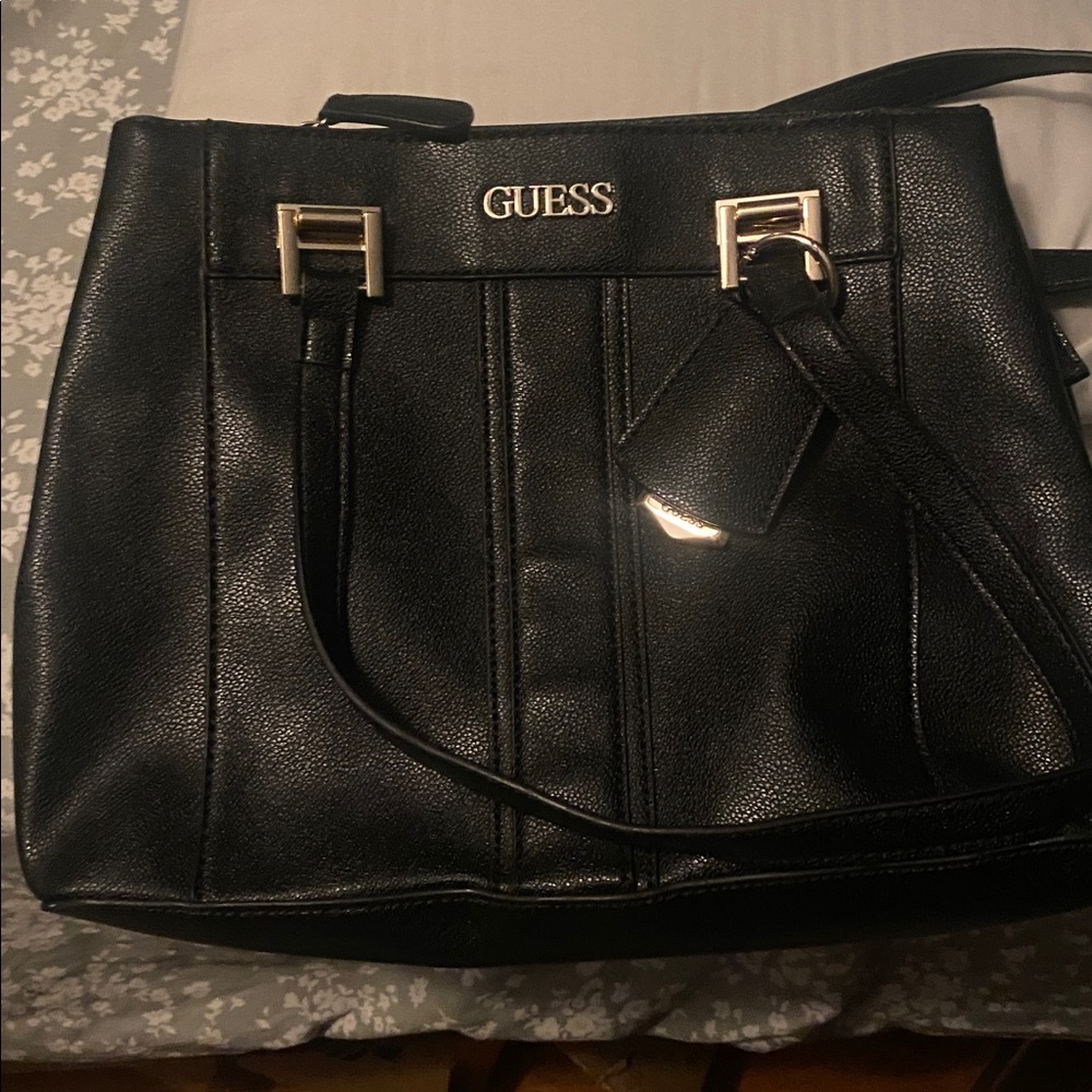 Guess Black Tote with Silver Accents